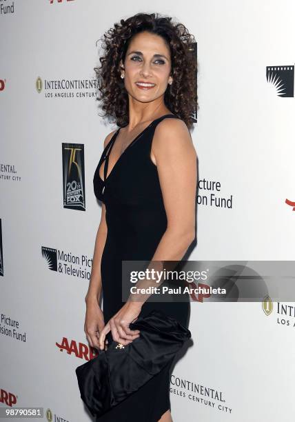 Actress Melina Kanakaredes arrives at the 5th annual "A Fine Romance" benefit at Fox Studio Lot on May 1, 2010 in Century City, California.