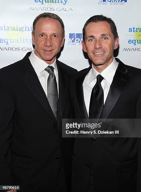 Randy Griffin and PFLAG National Executive Director Jody Huckaby attend PFLAG's 2nd Annual Straight for Equality Awards Gala at the Marriot Marquis...