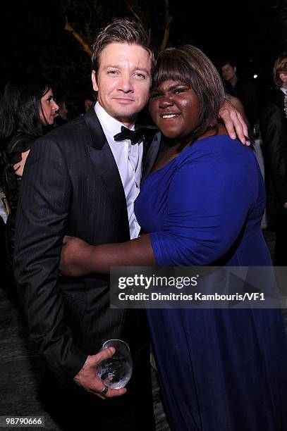 Jeremy Renner and Gabourey Sidibe attend the Bloomberg/Vanity Fair party following the 2010 White House Correspondents' Association Dinner at the...