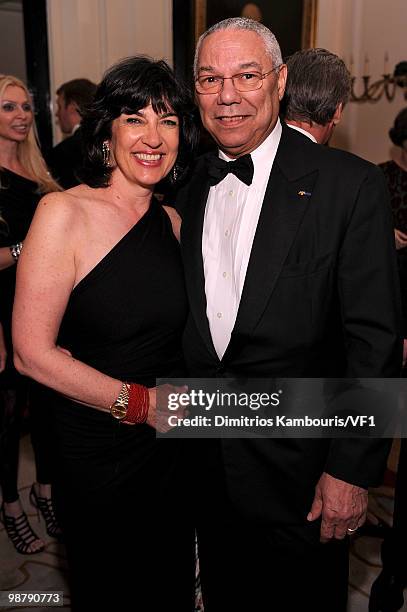 Christiane Amanpour and Colin Powell attend the Bloomberg/Vanity Fair party following the 2010 White House Correspondents' Association Dinner at the...