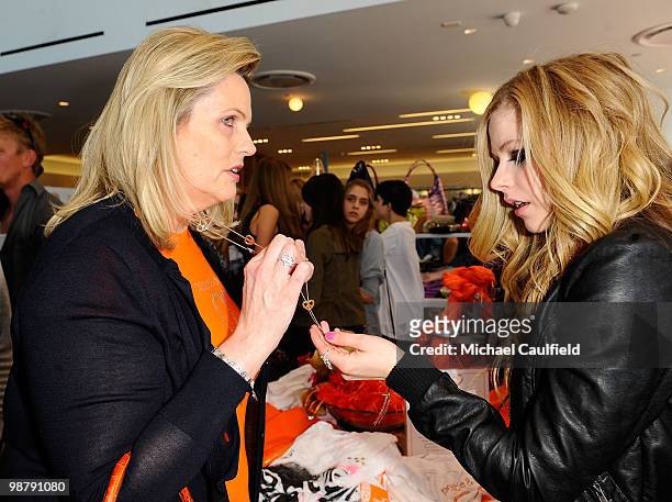 Nancy Davis and singer Avril Lavigne attend the Race To Erase MS fundraiser held at Kitson on Melrose to kick off May as multiple sclerosis awareness...