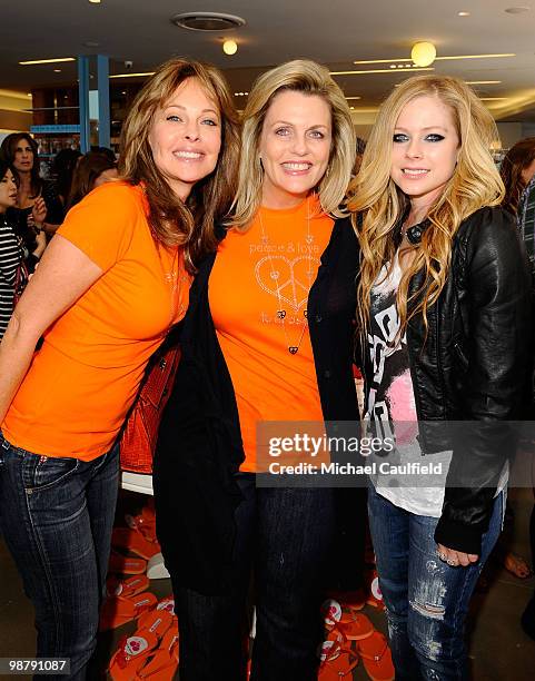 Tawny Sanders, Nancy Davis and Singer Avril Lavigne attend the Race To Erase MS fundraiser held at Kitson on Melrose to kick off May as multiple...