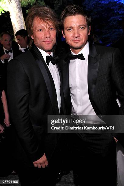 Musician Jon Bon Jovi and actor Jeremy Renner attend the Bloomberg/Vanity Fair party following the 2010 White House Correspondents' Association...