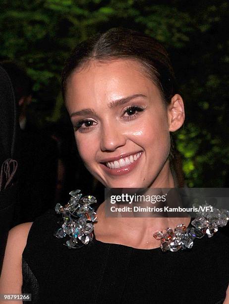 Jessica Alba attends the Bloomberg/Vanity Fair party following the 2010 White House Correspondents' Association Dinner at the residence of the French...