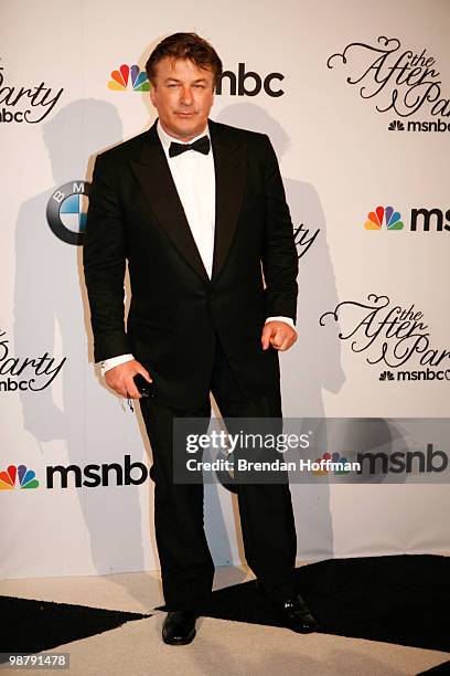 Actor Alec Baldwin arrives at the MSNBC Afterparty following the White House Correspondents' Association dinner on May 1, 2010 in Washington, DC. The...