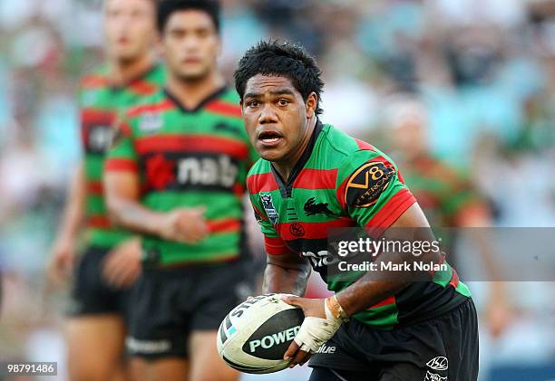 Chris Sandow of the Rabbioths in action during the round eight NRL match between the South Sydney Rabbitohs and the Manly Sea Eagles at ANZ Stadium...