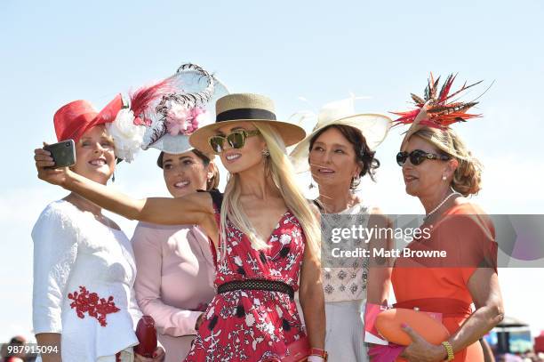 Kildare , Ireland - 30 June 2018; Regina Horan from Malahide, Co Dublin, centre, winner of the best dressed lady competition with the other four...