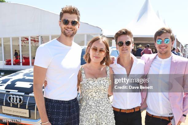 Jim Chapman, Tanya Burr, Joe Sugg and Byron Langley attend the Audi Polo Challenge at Coworth Park Polo Club on June 30, 2018 in Ascot, England.