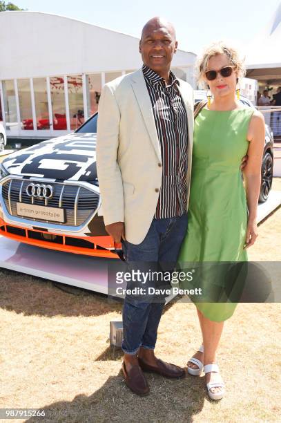 Colin Salmon and Fiona Hawthorne attend the Audi Polo Challenge at Coworth Park Polo Club on June 30, 2018 in Ascot, England.