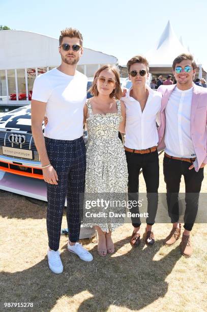 Jim Chapman, Tanya Burr, Joe Sugg and Byron Langley attend the Audi Polo Challenge at Coworth Park Polo Club on June 30, 2018 in Ascot, England.