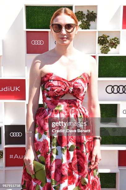 Eleanor Tomlinson attends the Audi Polo Challenge at Coworth Park Polo Club on June 30, 2018 in Ascot, England.