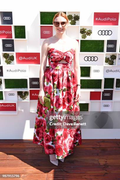 Eleanor Tomlinson attends the Audi Polo Challenge at Coworth Park Polo Club on June 30, 2018 in Ascot, England.