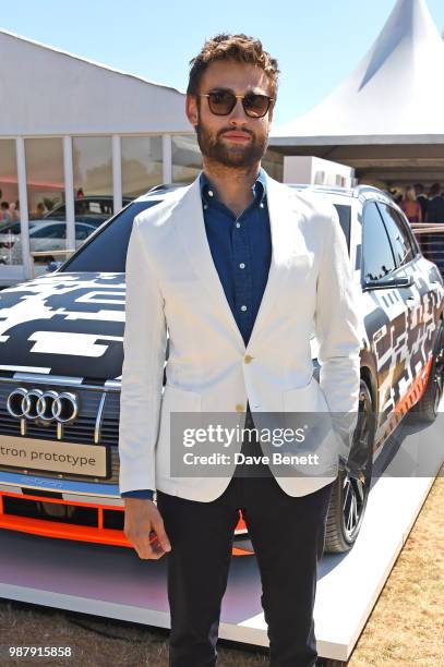 Douglas Booth attends the Audi Polo Challenge at Coworth Park Polo Club on June 30, 2018 in Ascot, England.