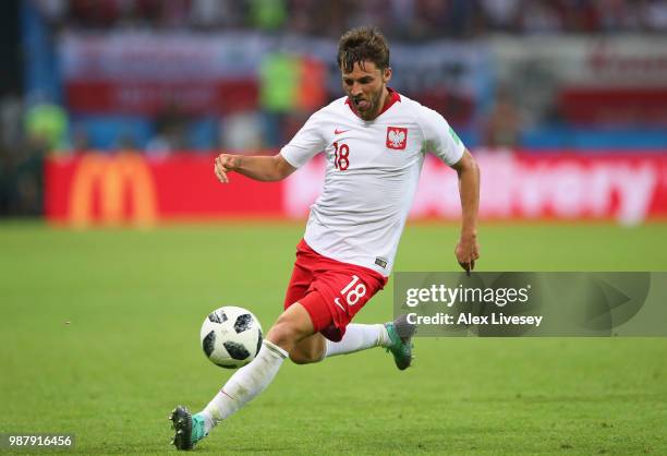 Bartosz Bereszynski of Poland during the 2018 FIFA World Cup Russia group H match between Poland and Colombia at Kazan Arena on June 24, 2018 in...