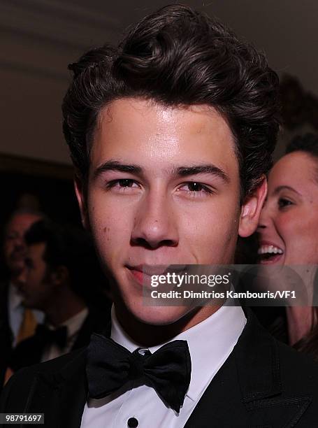 Nick Jonas attends the Bloomberg/Vanity Fair party following the 2010 White House Correspondents' Association Dinner at the residence of the French...