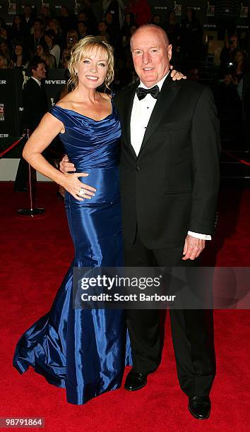 Personalities Rebecca Gibney and Ray Meagher arrive at the 52nd TV Week Logie Awards at Crown Casino on May 2, 2010 in Melbourne, Australia.