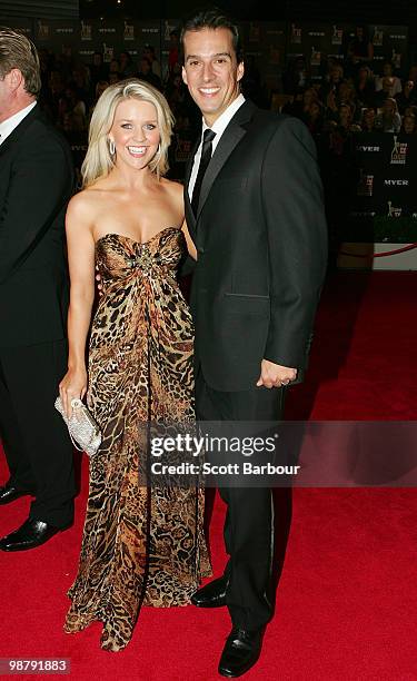 Personality Lauren Newton and husband, former swimmer, Matt Welsh arrive at the 52nd TV Week Logie Awards at Crown Casino on May 2, 2010 in...