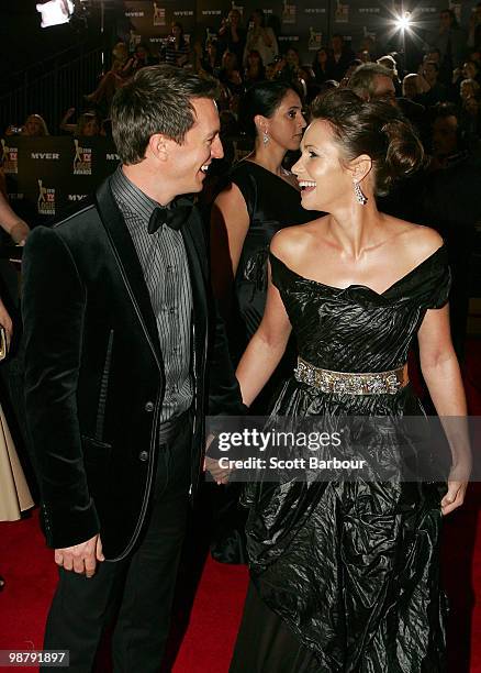 Personalities Rove McManus and Tasma Walton arrive at the 52nd TV Week Logie Awards at Crown Casino on May 2, 2010 in Melbourne, Australia.