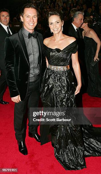 Personalities Rove McManus and Tasma Walton arrive at the 52nd TV Week Logie Awards at Crown Casino on May 2, 2010 in Melbourne, Australia.