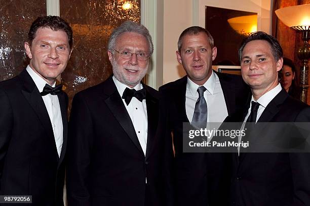 Bobby Flay, Wolf Blitzer, Eric Hadley and Jason Binn, CEO and Founder of Niche Media attend Jason Binn's Niche Media's WHCAD after party with Bing at...