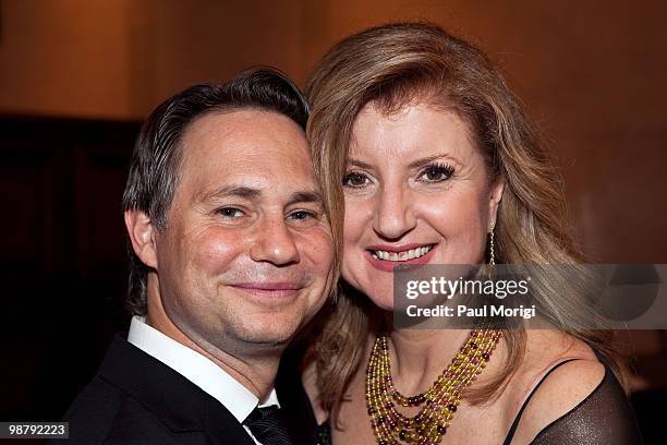 Jason Binn, CEO and Founder of Niche Media and Arianna Huffington attend Jason Binn's Niche Media's WHCAD after party with Bing at the Renaissance...