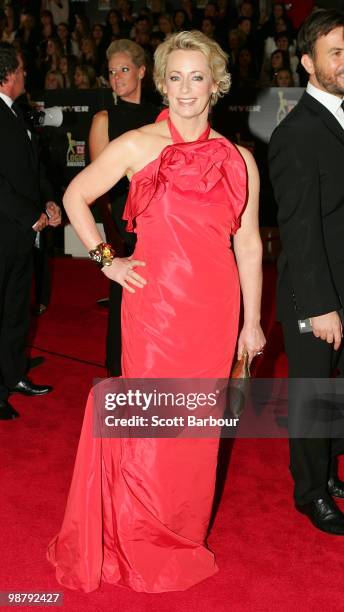 Personality Amanda Keller arrives at the 52nd TV Week Logie Awards at Crown Casino on May 2, 2010 in Melbourne, Australia.