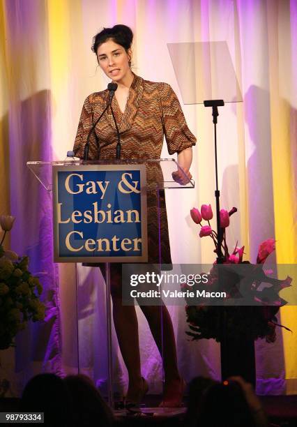 Comedian Sarah Silverman performs the L.A. Gay & Lesbian Center's "An Evening With Women" on May 1, 2010 in Beverly Hills, California.