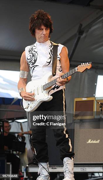Guitarist Jeff Beck performs during the 41st Annual New Orleans Jazz & Heritage Festival Presented by Shell at the Fair Grounds Race Course on May 1,...