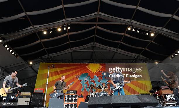 Guitarist Mike McCready, Bassist Jeff Ament, Drummer Matt Cameron, Vocalist/Guitarist Eddie Vedder and Guitarist Stone Gossard of Pearl Jam perform...