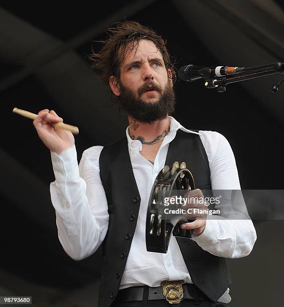 Musician Ben Bridwell of Band of Horses performs during the 41st Annual New Orleans Jazz & Heritage Festival Presented by Shell at the Fair Grounds...