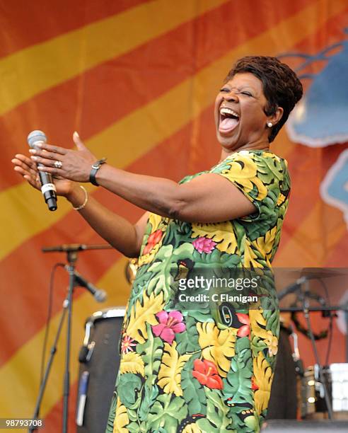 Vocalist Irma Thomas performs during the 41st Annual New Orleans Jazz & Heritage Festival Presented by Shell at the Fair Grounds Race Course on May...