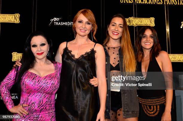 Alaska, Cristina Castaño, Paula Gonu and Macarena García attend at the Hotel Transilvania 3 Ibiza Premiere on June 28, 2018 in Ibiza, Spain