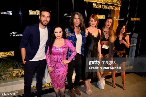 Dani Garcia, Alaska and Mario Vaquerizo, Cristina Castaño, Paula Gonu and Macarena García attend at the Hotel Transilvania 3 Ibiza Premiere on June...