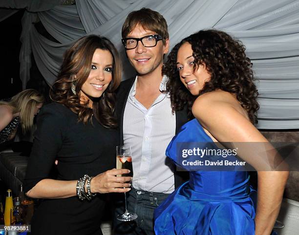 Actress Eva Longoria Parker, hair stylist Ken Paves and friend attend the After-Fight Party at the Eve nightclub at Crystals at CityCenter May 1,...