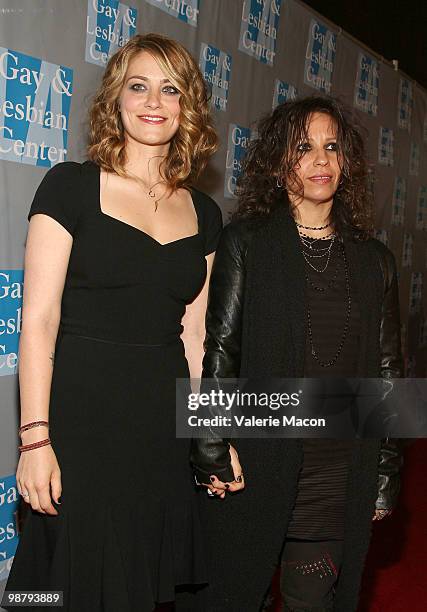 Actress Clementine Ford and singer Linda Perry attends the L.A. Gay & Lesbian Center's "An Evening With Women" on May 1, 2010 in Beverly Hills,...