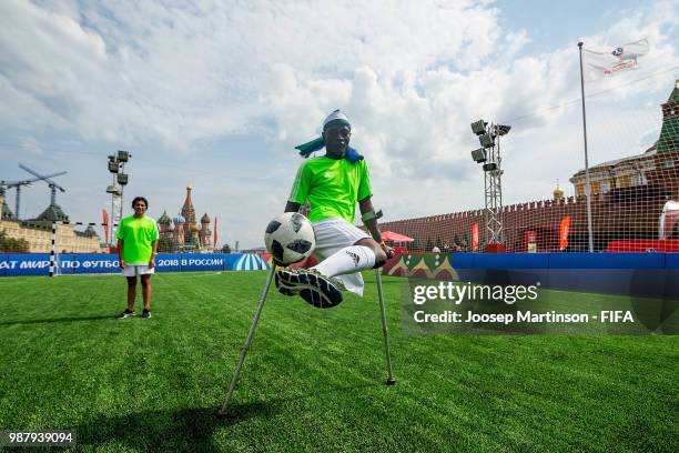 Players dribble during FIFA Foundation Festival Tournament on June 30, 2018 in Moscow, Russia.