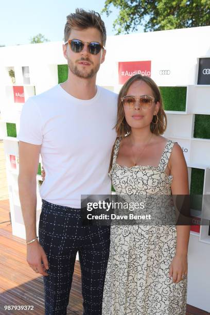 Jim Chapman and Tanya Burr attend the Audi Polo Challenge at Coworth Park Polo Club on June 30, 2018 in Ascot, England.