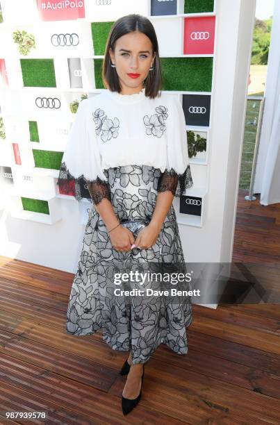 Georgia May Foote attends the Audi Polo Challenge at Coworth Park Polo Club on June 30, 2018 in Ascot, England.