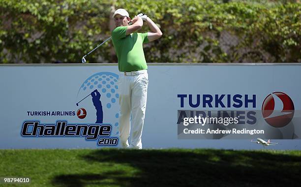 Branden Grace of South Africa in action during the final round of the Turkish Airlines Challenge hosted by Carya Golf Club on May 2, 2010 in Belek,...