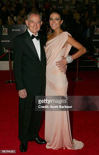 Personality Esther Anderson and her father arrive at the 52nd TV Week Logie Awards at Crown Casino on May 2, 2010 in Melbourne, Australia.
