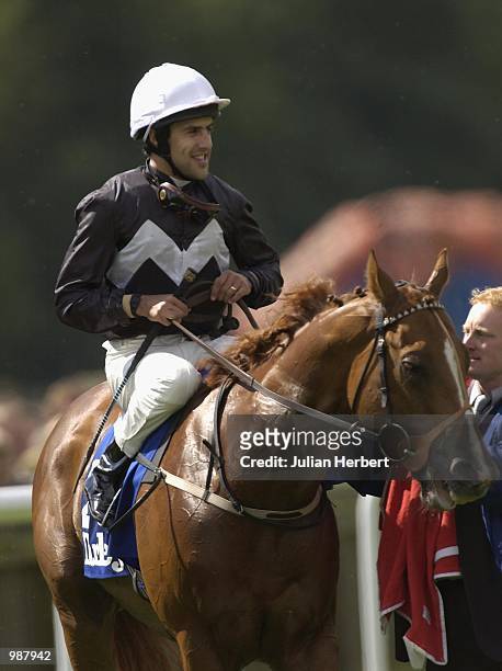 July 11: Darryll Holland and Continent land The Darley July Cup run at Newmarket Racecourse in Newmarket on July 11, 2002.