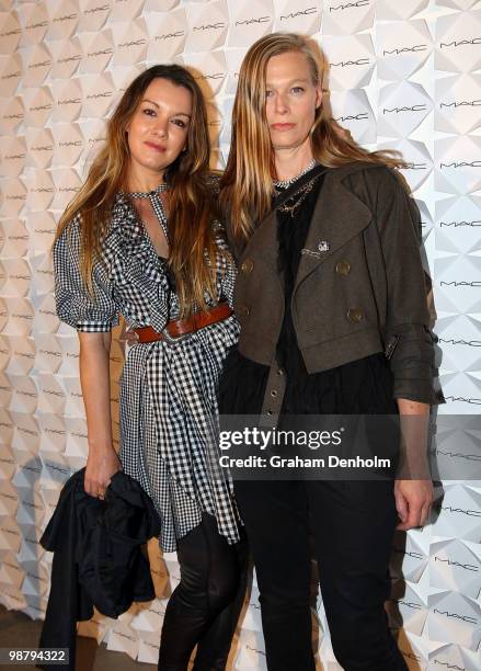 Designers Marnie Skillings and Kate Sylvester attend the M.A.C Celebrates 15 Years Of Rosemount Australian Fashion Week dinner at Luxe Studios on May...