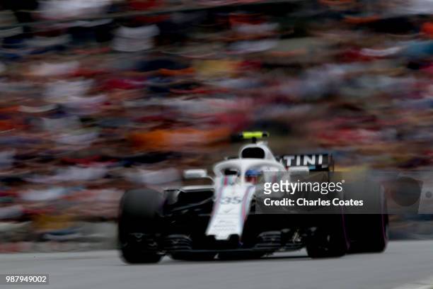Sergey Sirotkin of Russia driving the Williams Martini Racing FW41 Mercedes on track during qualifying for the Formula One Grand Prix of Austria at...