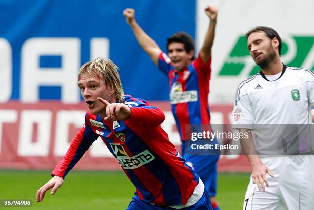 Milos Krasic of PFC CSKA Moscow celebrates after scoring a goal during the Russian Football League Championship match between PFC CSKA Moscow and FC...