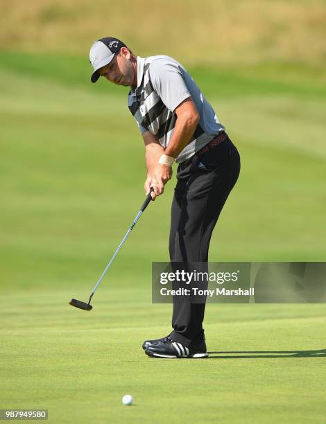 Sergio Garcia of Spain putts on the 17th green during Day Three of the HNA Open de France at Le Golf National on June 30, 2018 in Paris, France.