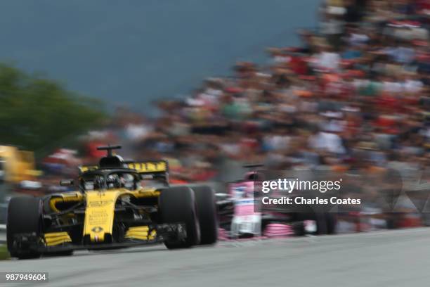 Nico Hulkenberg of Germany driving the Renault Sport Formula One Team RS18 on track during qualifying for the Formula One Grand Prix of Austria at...