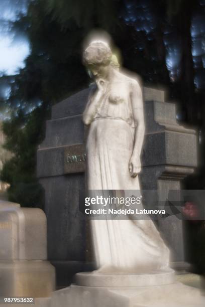 monumental cemetery (cimitero monumentale), milan - cimitero stock pictures, royalty-free photos & images