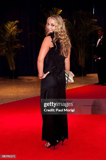 American alpine skier Lindsey Vonn arrives at the 2010 White House Correspondents' Association Dinner at the Washington Hilton on May 1, 2010 in...