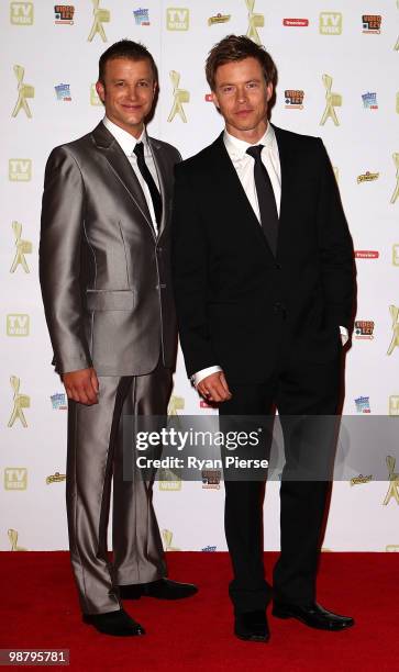 Personalities Luke Jacobz and Todd Lascance arrive at the 52nd TV Week Logie Awards at Crown Casino on May 2, 2010 in Melbourne, Australia.