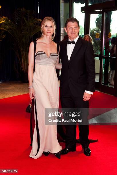 Stephanie March and Bobby Flay arrive with a guest to the 2010 White House Correspondents' Association Dinner at the Washington Hilton on May 1, 2010...
